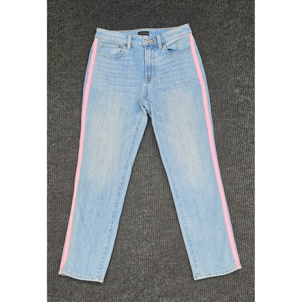 Talbots Modern Ankle Jeans Size 2 Light Wash Blue Pink Side Stripe Denim